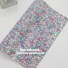 Paquete de Materiales para Lazos de Accesorios para el Cabello DIY 20x22CM Lentejuelas Grandes Pequeñas de Alto Brillo Patrón de Escamas de Pez Patrón de Ondas de Agua Tela de Cuero diy