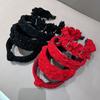 Diadema Negra Flocking Plisada Moda Terciopelo Cristal Diamante Completo Diadema Año Nuevo Rojo Navidad 2025 Otoño e Invierno Hebilla para la Cabeza