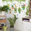 Fun-C145 Flor de Desenho Planta Verde Cesta Suspensa Videira Folha Verde Borboleta Fundo de Parede de Casa Adesivo de Embelezamento Atacado