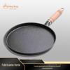 Frigideira de Ferro Fundido Espessa com Cabo de Madeira 26cm Frigideira para Panqueca Panela Antiaderente Doméstica Panqueca Fruta Panqueca Portátil