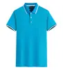 Nueva polo de manga corta de algodón peinado de 210 g con doble ribete y cuello de contraste, adecuada para uniformes corporativos, ropa de trabajo para equipos y estampado de logotipos