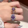 Anillo abierto geométrico ovalado de circón transfronterizo europeo y americano, anillo para el dedo índice personalizado de alta gama de nicho, joyería elegante y simple