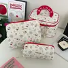 Bolsa de Cosméticos de Lunares Verde Menta, Gran Capacidad, Bolsa de Almacenamiento de Cosméticos Acolchada de Algodón Estilo Ins, Neceser de Viaje Portátil