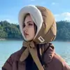 Gorro de Felpa de Algodón Plumón para Mujer Otoño e Invierno Pasamontañas Circunferencia de Cabeza Grande Engrosado Cálido Protección para los Oídos Gorro Lei Feng