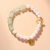 Pulsera de Bambú Verde Estilo Chino Retro Nicho Diseño Sensación Cuentas de Transferencia Simple Combinable Pulsera de Cristal Regalo