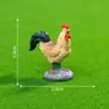 Decorações realistas de galo e galinha para terrário com musgo, enfeites DIY, miniaturas de desenhos animados e pequenos acessórios para suculentas