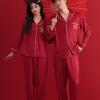 Pijama de Seda de Hielo para Pareja Estilo Primavera 2026 Nuevo Otoño Rojo Boda Regalo Festivo para Recién Casados Juego de Ropa para el Hogar