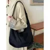 Bolso de Lona Retro Coreano de Gamuza Escarchada de Gran Capacidad para Mujer 2025 Nuevo Bolso de Hombro Único Cruzado de Gama Alta