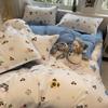 Estilo Crema Lindo Perro Canela Algodón Lavado Cama Sábanas Cubre Edredón Juego de Cuatro Piezas Celebridad de Internet Corazón de Niña Cama de Estudiante Juego de Tres Piezas