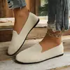 2026 Nuevos Zapatos de Suela Plana de Punta Cuadrada Flyknit de Comercio Exterior Europeo y Americano para Mujer, Slip-on, Huecos, Transpirables, Zapatos Perezosos, Zapatos Casuales