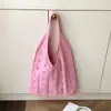 Bolso de Hombro Tejido Retro Coreano Ins con Corte de Corazón Bolso de Lana Tejido Bolso Tote Bolsa de Compras de Gran Capacidad