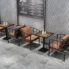 Asientos de Cabina Estilo Industrial para Bar y Restaurante, Sofá de Hierro Forjado para Recepción y Reuniones, Mesa y Sillas para Cafetería y Tienda de Té con Leche, Restaurante Occidental, Tienda de Té con Leche