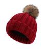 Gorro de tricô de inverno transfronteiriço com pompom, cor sólida, quente com veludo, acrílico, feminino, grosso, gorro pulôver, gorro de lã para pais e filhos