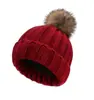 Gorro de Lã Cor Sólida com Forro de Fleece Quente Acrílico Espessado para Mulheres Gorro de Tricô de Inverno Transfronteiriço Gorro de Lã Pai e Filho