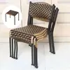 Cadeira de vime para uso doméstico, cadeira de vime trançado com encosto, cadeira de jantar individual para bebê, banquinho baixo, pequena cadeira de vime, banquinho com encosto