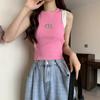 Sexy American Spice Girl Short Top Unique Chic Fake Duas peças Design Sense Niche Outfit Colete sem mangas para mulheres de verão