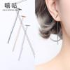 Xi Gu E0265 S925 Piercings de Orelha de Uma Palavra Feminino Estilo Coreano Corrente de Orelha Brincos de Linha Longa Simples Elegantes