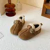 Sapatos Infantis Retrô Plus Veludo Quente Algodão Sapatos Birkenstock 2026 Outono Novo Estilo Coreano Meninas Plus Veludo Mocassins Casuais