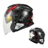 Casco de Moto Medio AR para Hombres y Mujeres Casco de Carreras Running Doble Visera Casco para Cuatro Estaciones Talla Grande Espacio Reservado para Bluetooth 835