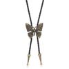 Nuevo collar europeo y americano de aleación de mariposa transfronterizo con cuello polo de PU, collar largo de cuero de estilo punk vintage