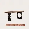 Nueva Mesa de Comedor Retro de Madera Maciza Estilo Francés, Forma Ovalada, Adecuada para Hogares Pequeños, Mesa de Comedor y Escritorio Integrados para Sala de Estar Estilo Antiguo Negro