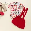 Ins Pajarita para Niños de Navidad Bolso con Hebilla Abierta Overol Fart Hayi Conjunto de Dos Piezas Traje de Caballero para Niños