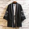 Verano Nuevo Estilo Japonés Cárdigan de Siete Mangas Bordado de Dragón Redondo Hanfu Estilo Chino Ropa Retro de Moda para Hombre Protección Solar