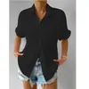 2026 Cárdigan con Bolsillos de Retazos, Manga Corta, Color Sólido, Elegante Casual Cuello Solapa, Camisa de Manga Raglán, Ropa de Mujer de Manga Corta