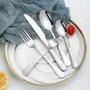 Conjunto de Talheres de Aço Inoxidável 304 - Faca, Garfo e Colher - Louça para Restaurante, Restaurante de Steak, Qualidade de Restaurante, Louça para Comida Ocidental, Faca e Garfo Espessados para Hotel