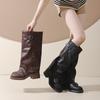 2025 Botas de Pantalón Estilo Desierto Americano Chica Cool Atrevida Botas de Nicho Hebilla de Cinturón Bota de Media Pantorrilla Tacón Grueso Botas de Pila