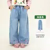 Ropa para Niños Tongbei 2026 Primavera Nuevos Jeans para Niños Cotidianos Versátiles Bordados Rectos Pierna Ancha Pantalones Largos
