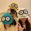 Gorros Transfronterizos, Gorros de Punto de Robot Lindos, Cara Sonriente de Ojos Grandes de Dibujos Animados, Gorros Cálidos de Lana para Otoño e Invierno, Gorros de Frío para Mujer