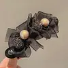 Pinza para el Cabello de Perlas para Mujer, Pinza de Garra con Lazo para Peinados de Moño, Pinza de Tiburón Grande para el Cabello