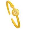 Tienda de Oro Puzuo Mismo Estilo Oro Arena Diamante Hebilla Futai Ankang Ping An Pulsera Nueva China Abierta Pulsera Alto Sentido Mujer