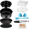 Set de Accesorios para Freidora de Aire Barril Redondo para Pastel Plato para Pizza Rejilla para Barbacoa Soporte para Siete Tazas Pinza para Alimentos Set de 10 Piezas