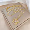 [Acero de titanio] Collar de lujo con mariposa de diamantes para banquetes de boda transfronterizos, cadena de clavícula a juego para celebrantes de Internet para mujeres, acero de titanio