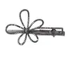 Presilha de Cabelo Preta Floral de Alto Padrão Cheia de Strass para Mulheres, Presilha para Franja, Presilha Lateral, Elegante Presilha Bico de Pato
