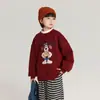 Pudding Haru Girls Blusa de Veludo Fofa de Gola Redonda 2025 Outono e Inverno Novo Moletom Infantil Estampa de Desenho Animado Mais Fácil de Combinar