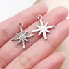 Set Mixto de 30 Piezas de Colgantes Huecos con Forma de Sol, Luna y Estrella con Incrustaciones de Diamantes, Estrella de Ocho Puntas y Estrella de Cinco Puntas para Collares, Pulseras y Accesorios DIY