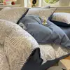 Quarto principal de luxo, conjunto de cama de quatro peças em tecido de algodão escovado, espessado para outono e inverno, lençóis e fronhas amigáveis à pele, roupa de cama simples e de algodão puro