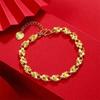 Novo Bracelete Dourado Flor de Quatro Folhas, Bracelete Coração com Coração, Modelo Quente de Celebridade da Internet Douyin, Bracelete para Atacado para Comerciantes de Transmissão ao Vivo