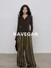 Com Camisa Base de Manga Longa HAVEGAN/Tencel Lã para Mulheres 2026 Nova Gola Henley Slim Fit Top Stretch