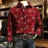 Camisa Grande 2025 Moda Transfronteriza Camisa Navideña de Flores para Hombre Impresión Digital 3D Camisa de Manga Larga Solapa