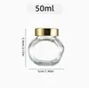 Pote de Mel Hexagonal, Pote de Geleia de Mel para Casamento, Pote de Vidro Selado, Pacote de Degustação Cruzada Mini Souvenir, Frasco Pequeno Redondo
