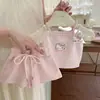 Conjunto Casual de Verão para Bebê Menina Estilo Coreano Algodão Falso Duas Peças Camiseta Regata Shorts Moda Menina Fofo Gato KT