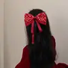 Estilo Tweed Satén de Seda Brillante Lazo Grande Pasador para el Cabello Niños Nuevo Año Cinta Roja Pasador para el Cabello Tocado para Niñas en la Parte Posterior de la Cabeza