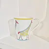 Juego de Tazas de Cerámica Creativas Estilo Europeo de Lujo Ligero Dibujos Animados Lindos de Animales Naturales para el Hogar, la Oficina y Regalos
