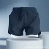 Shorts Esportivos Masculinos Estilo Americano Transfronteiriços, Calças de Corrida com Forro Interno, Design Dois em Um, Anti-Exposição, Shorts Casuais de Basquete de Três Pontos