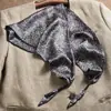 Pañuelo Triangular de Encaje Floral Estilo Francés para Mujer, Estilo Pastoral, Tocado con Lazo Negro para la Cintura, Turbante Vintage, Bufanda de Seda para Protección Solar