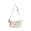 Bolso tipo Baguette de Lunares Dulces Correa de Hombro Ajustable Cadena con Colgante de Fresa Bolso Pequeño Cruzado de Hombro Simple Femenino